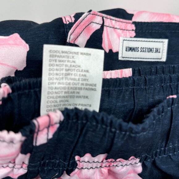 The Endless Summer Swim Trunks - Navy with Large Pink Flowers (XL) - Picture 2 of 7